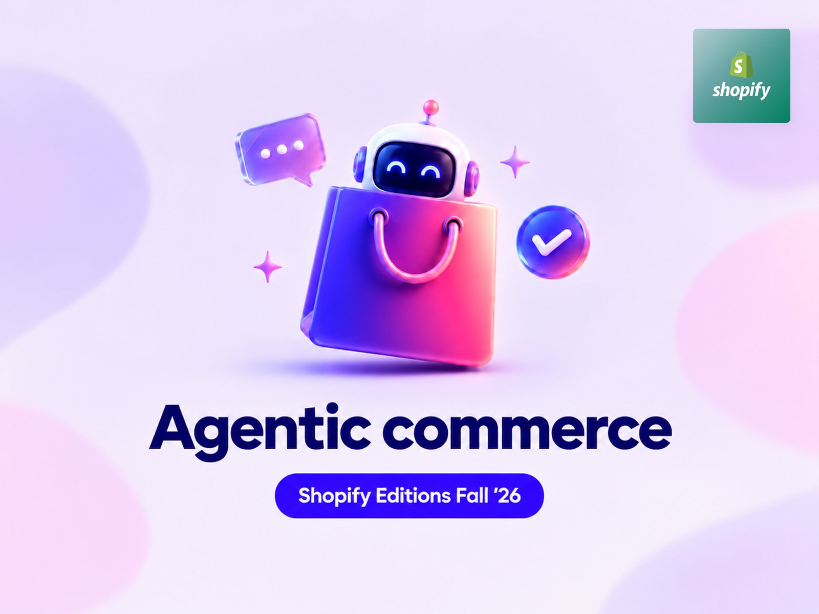 Shopify Editions Fall 2026: AI-agent in een boodschappentas als symbool voor agentic commerce