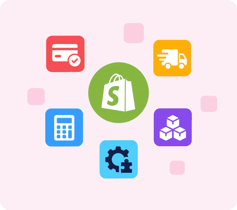 Shopify-configuratie met betalingen, verzending, boekhouding, voorraad en maatwerk