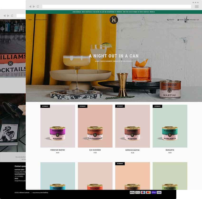 E-commerce platform voor Williams Cocktails