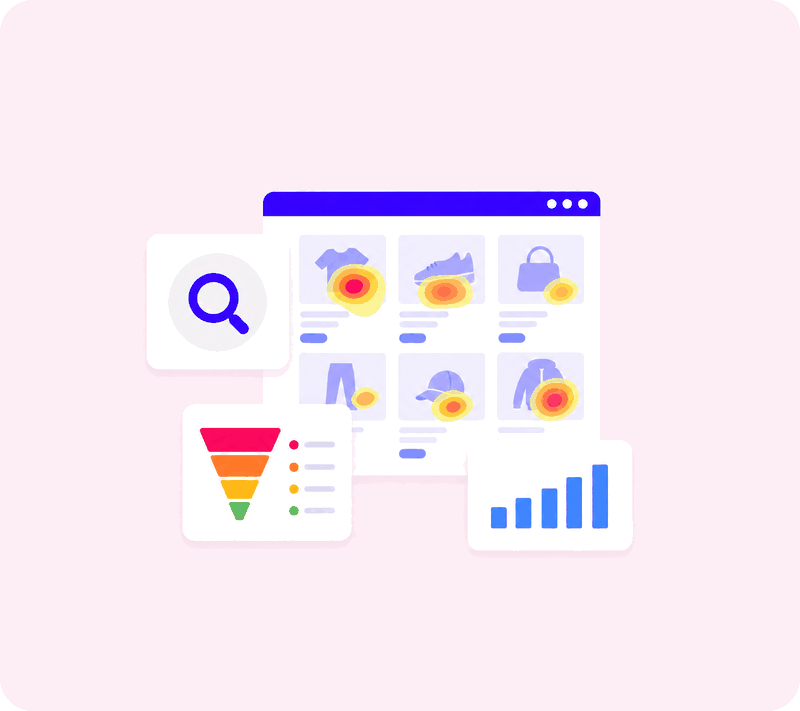 Technische UX-analyse van een Mijnwebwinkel-webshop met heatmap, funnel en statistieken