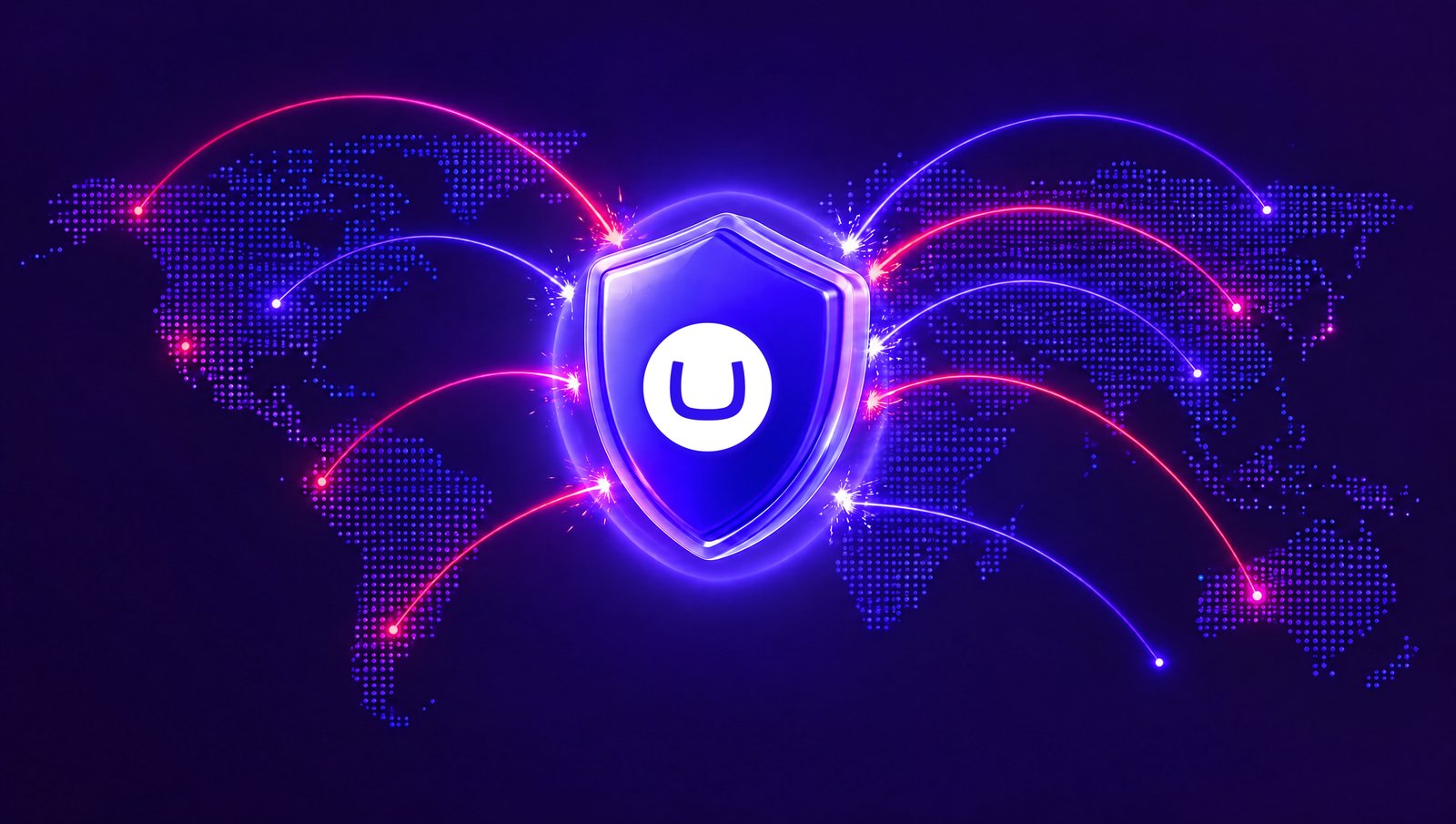 Schild met Umbraco-logo beschermt een website tegen wereldwijde cyberaanvallen