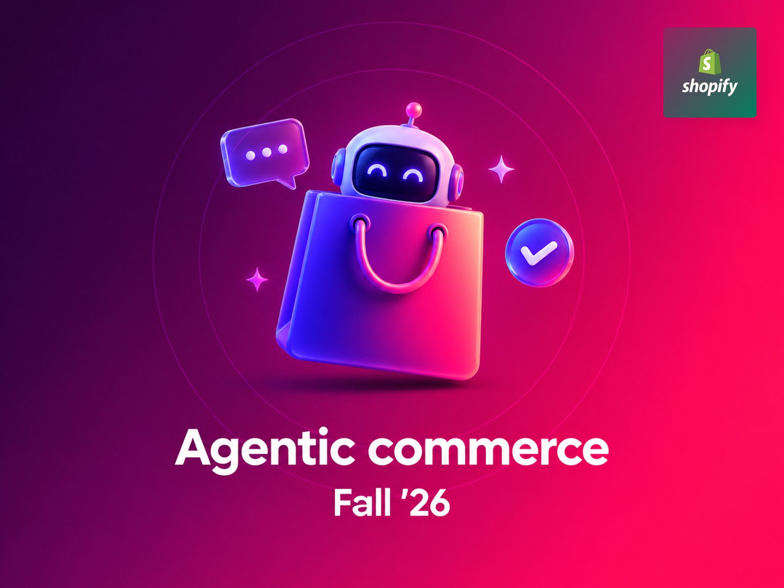 Shopify Editions Fall 2026: AI-agent in een boodschappentas als symbool voor agentic commerce